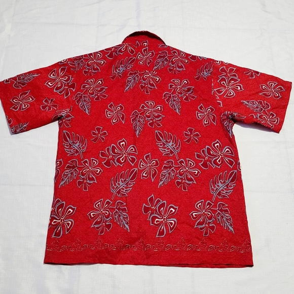 Men Aloha Shirt Cruise Tropical Luau Beach Hawaiian Party Red Sz M - Picture 2 of 7